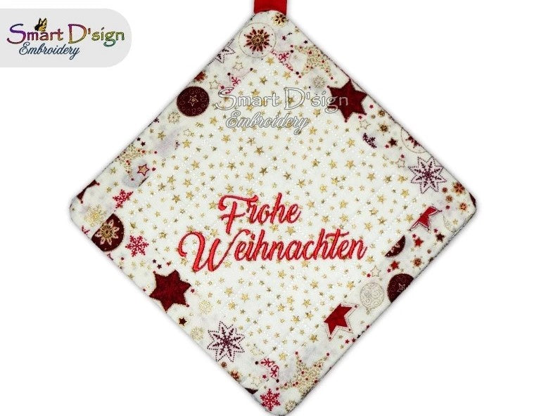 ITH SQUARE PATCHWORK POTHOLDER GERMAN CHRISTMAS Set of 4