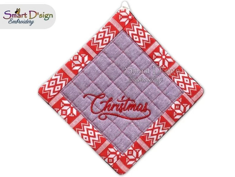 ITH SQUARE PATCHWORK POTHOLDER ENGLISH CHRISTMAS Set of 4