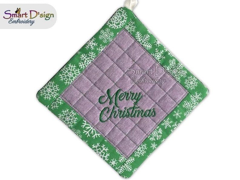 ITH SQUARE PATCHWORK POTHOLDER ENGLISH CHRISTMAS Set of 4