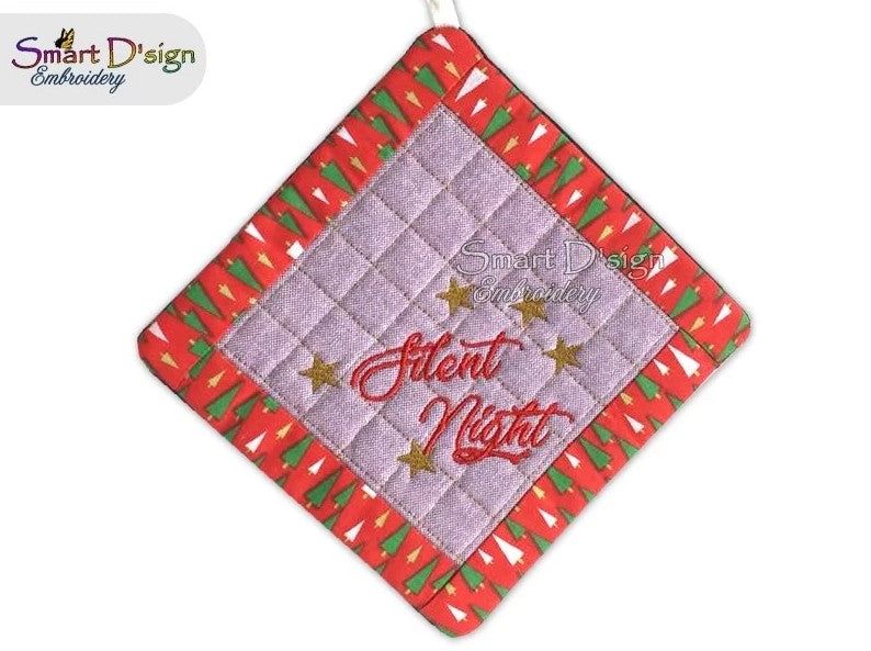 ITH SQUARE PATCHWORK POTHOLDER ENGLISH CHRISTMAS Set of 4