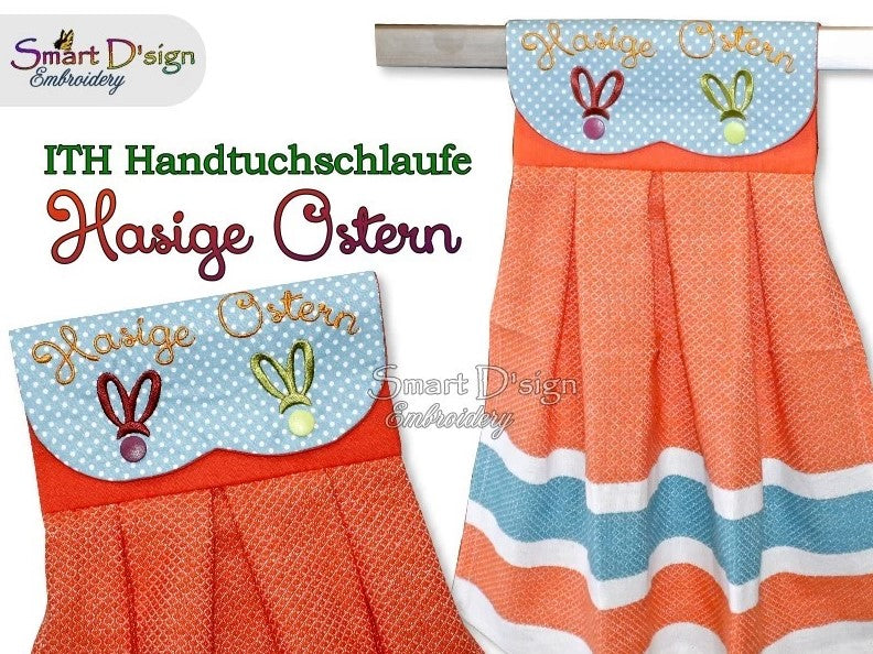 ITH Hanging Towel Topper HASIGE OSTERN - GERMAN