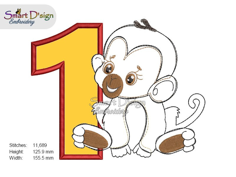 1st BIRTHDAY JUNGLE BABIES - Applique Designs