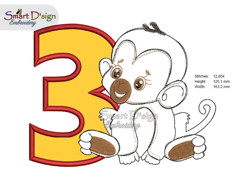 3rd BIRTHDAY JUNGLE BABIES - Applique Designs