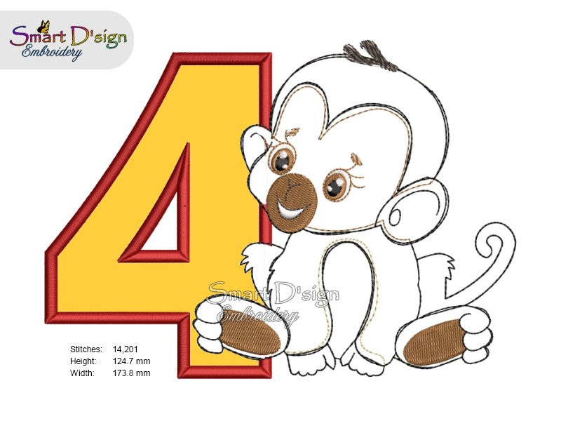 4th BIRTHDAY JUNGLE BABIES - Applique Designs