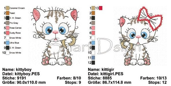 2x KITTY SÜSSE KATZEN Fransenapplikationen