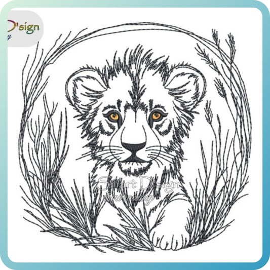 LITTLE LION Doodle Sketch Motif