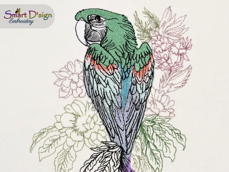 BEAUTIFUL MACAW Fill Stitch w. Doodle