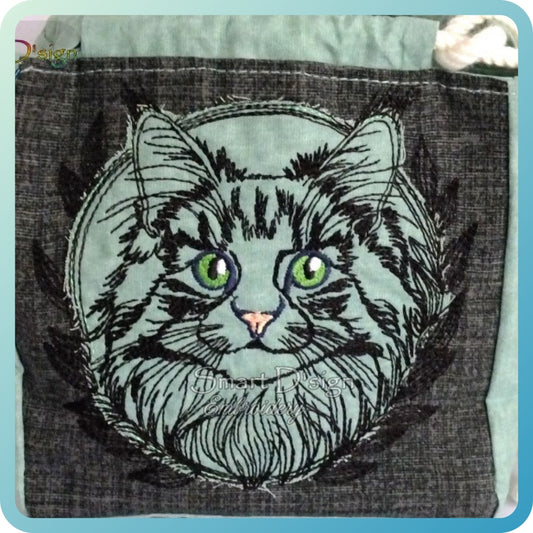 MAINE COON CAT DOODLE APPLIQUE