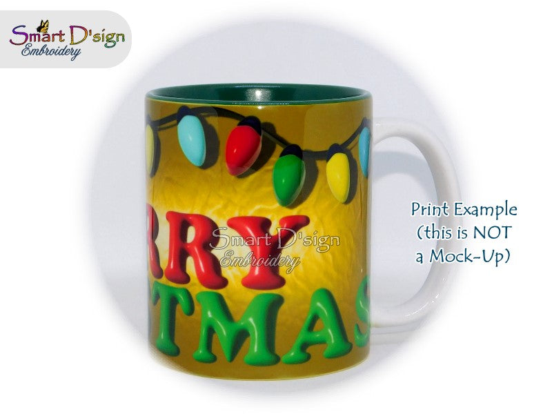 GOLDEN MERRY CHRISTMAS - 3D Impression 11 Oz Mug Wrap