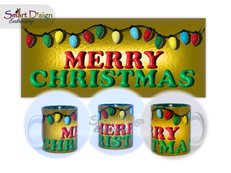 GOLDEN MERRY CHRISTMAS - 3D Impression 11 Oz Mug Wrap