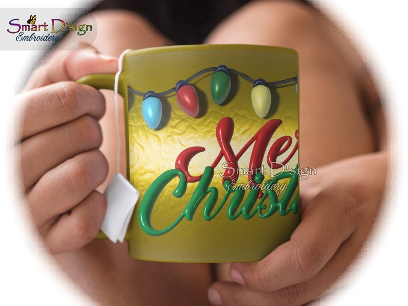 GOLDEN MERRY CHRISTMAS - 3D Impression 11 Oz Mug Wrap