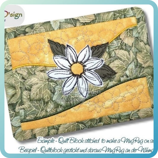 DAISY FLOWER Table Runner Quilt Blocks - SET of 4 blocks