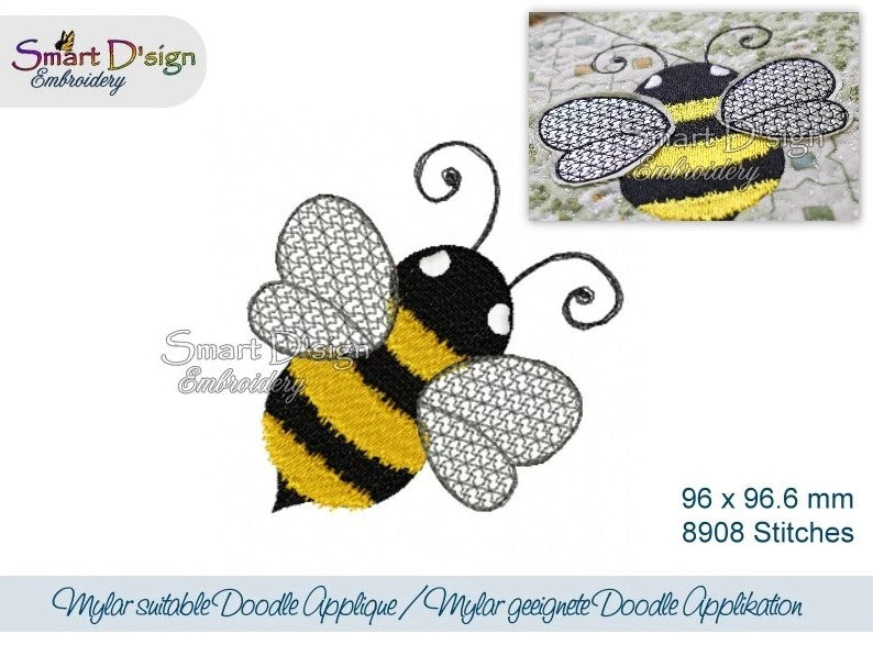 MYLAR BEE DOODLE APPLIQUE