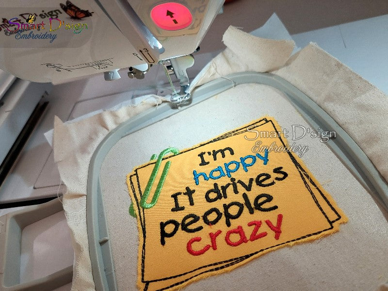 STICKY NOTES APPLIQUE 'I AM HAPPY'