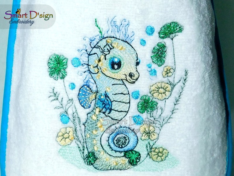 SEAHORSE Fill Stitch w. Doodle Outline