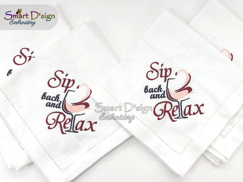 SIP BACK AND RELAX - Kitchen Towel Wine Saying