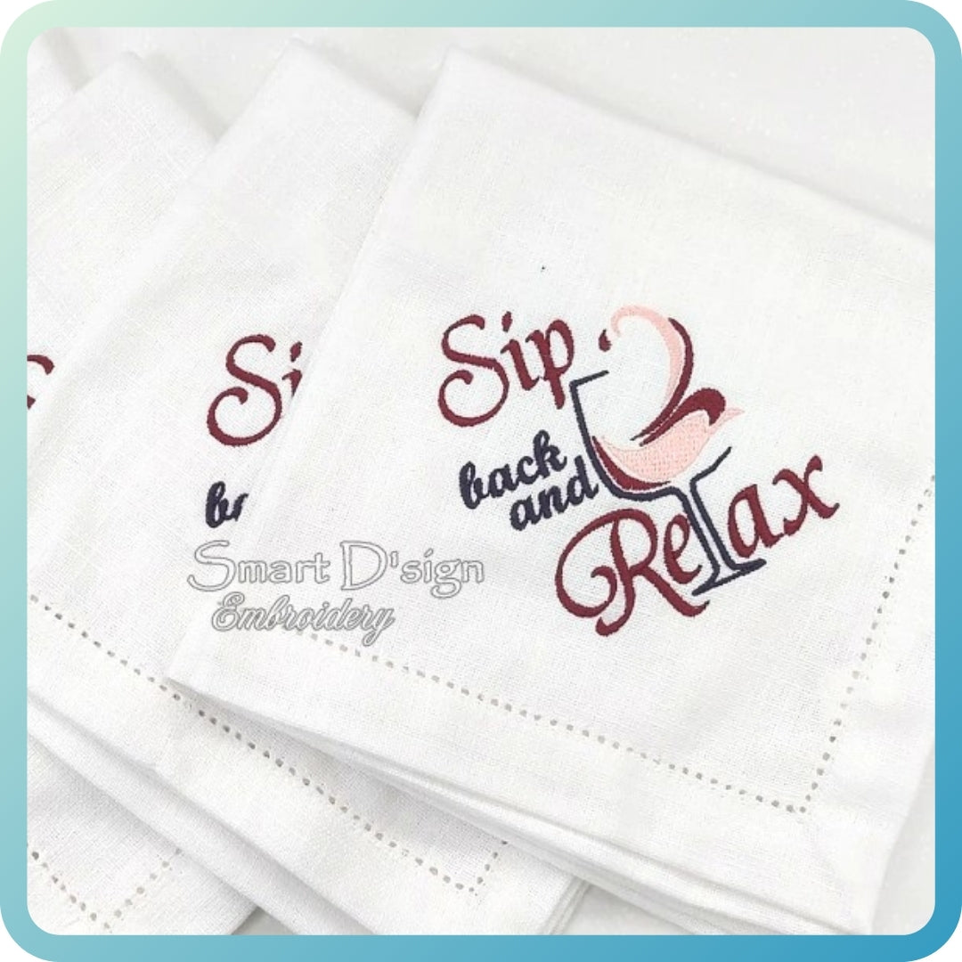 SIP BACK AND RELAX - Kitchen Towel Wine Saying