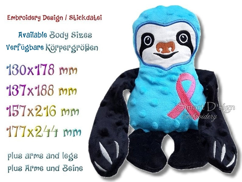 ITH PLUSH TOY SLOTH - CANCER RIBBON