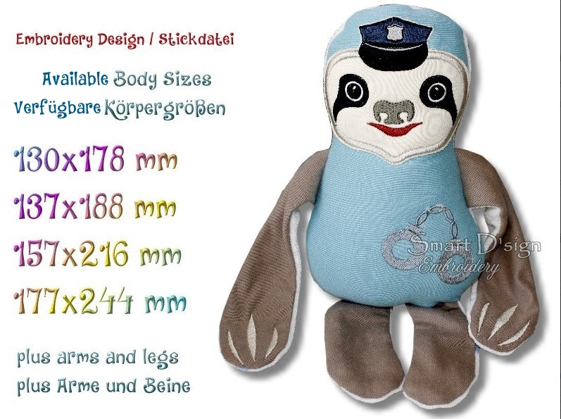 ITH PLUSH TOY SLOTH - POLICE OFFICER