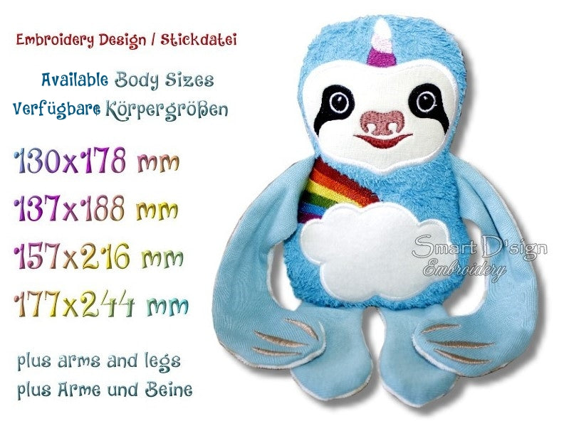 ITH PLUSH TOY SLOTH - UNICORN RAINBOW