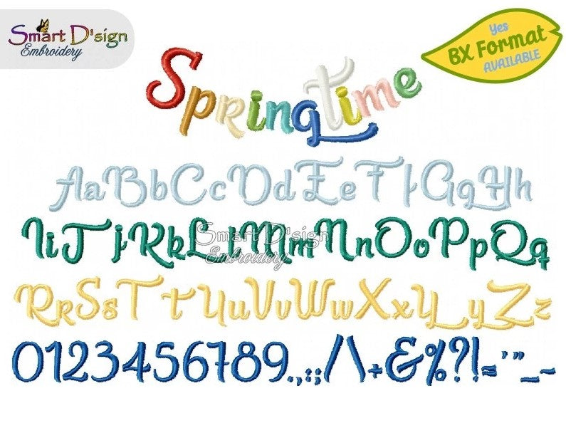 SPRINGTIME ALPHABET 2.7 cm - Embroidery Font & BX Font