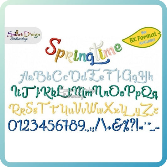 SPRINGTIME ALPHABET 2.7 cm - Embroidery Font & BX Font