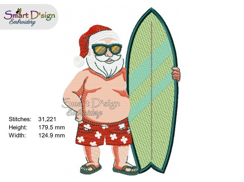 SOMMER SANTA mit SURFBOARD