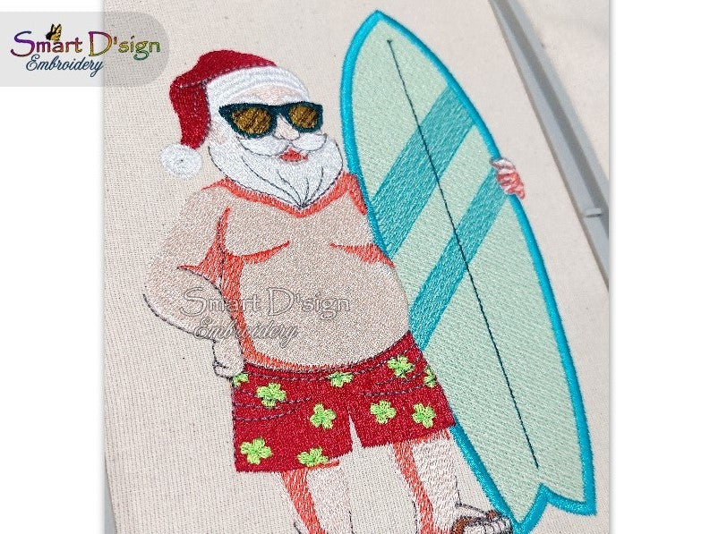 SOMMER SANTA mit SURFBOARD