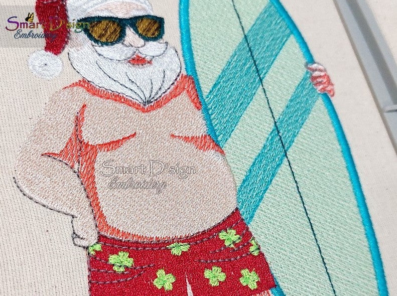 SOMMER SANTA mit SURFBOARD