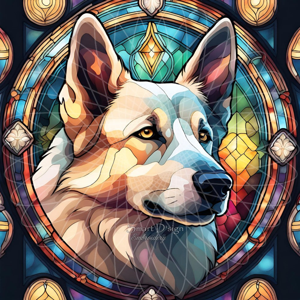 SWISS SHEPHERD DOG - STAINED GLASS ARTWORK