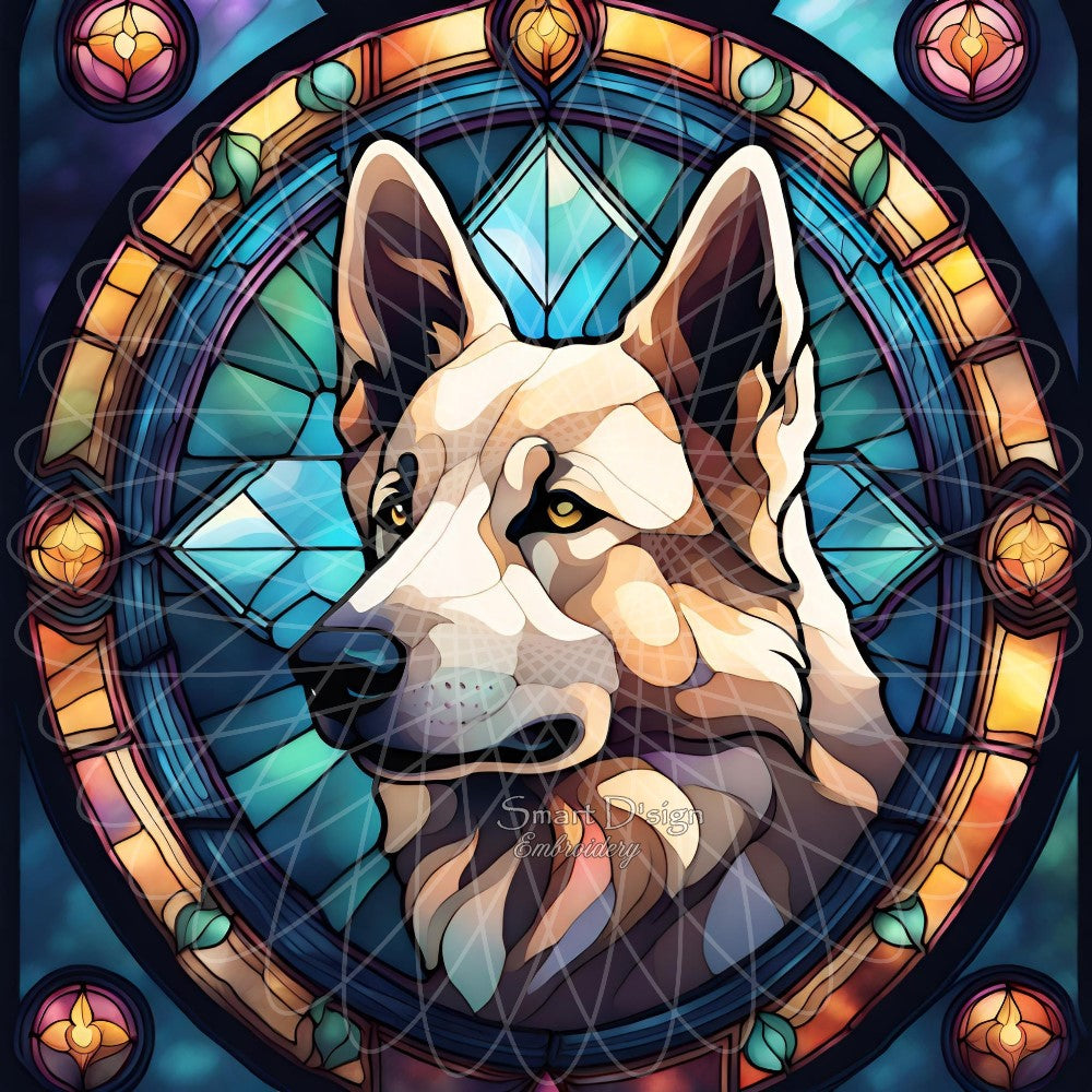 SWISS SHEPHERD DOG - STAINED GLASS ARTWORK