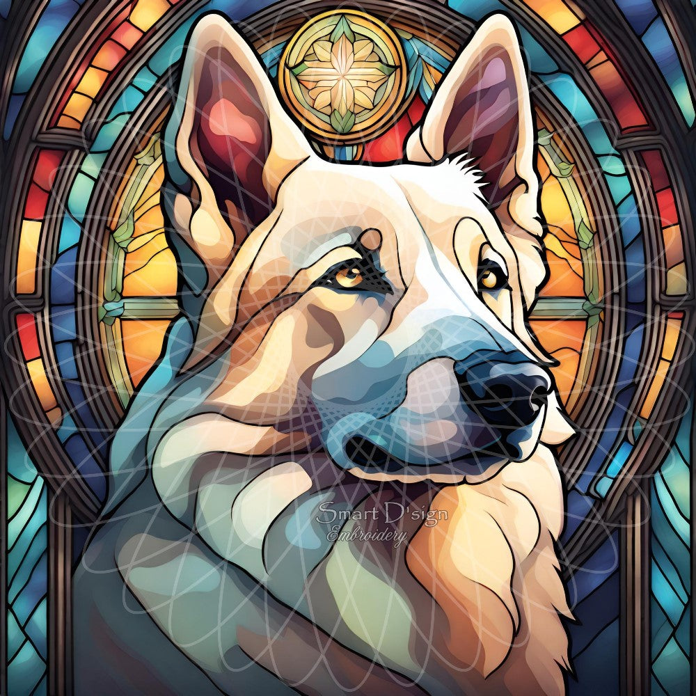 SWISS SHEPHERD DOG - STAINED GLASS ARTWORK