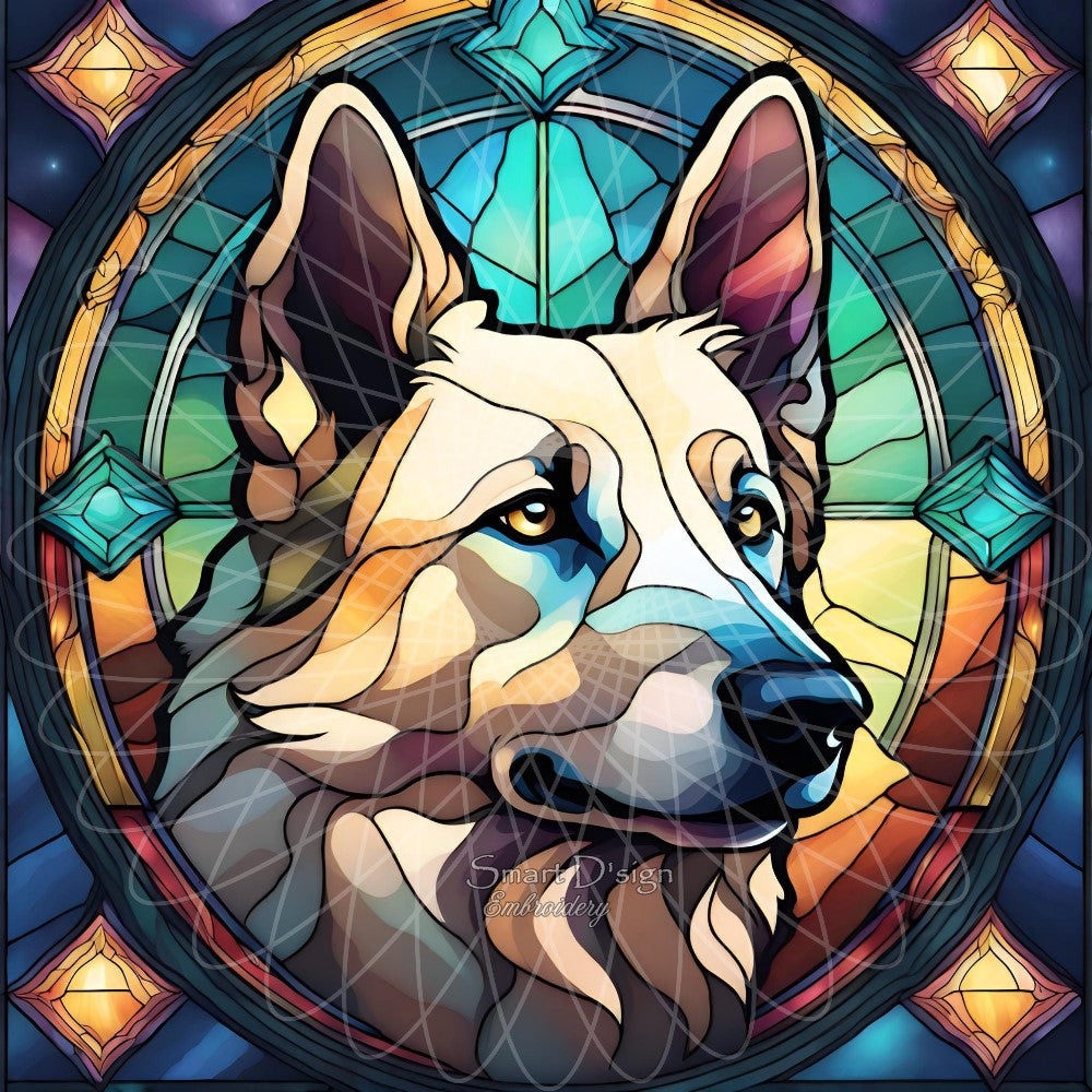 SWISS SHEPHERD DOG - STAINED GLASS ARTWORK