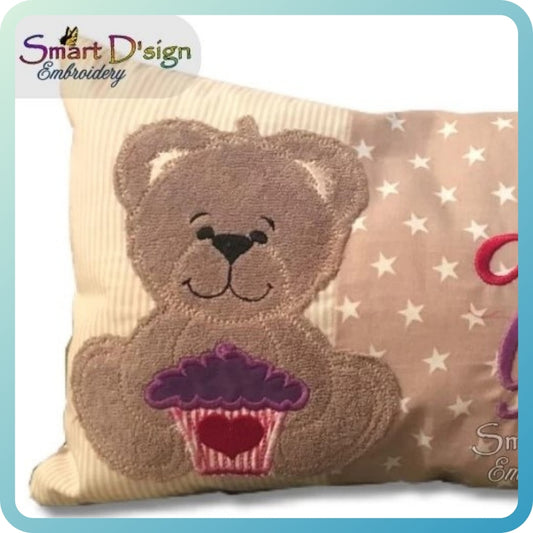 TEDDY w. CUPCAKE - VALENTINE ITH CUSHION Cover Set