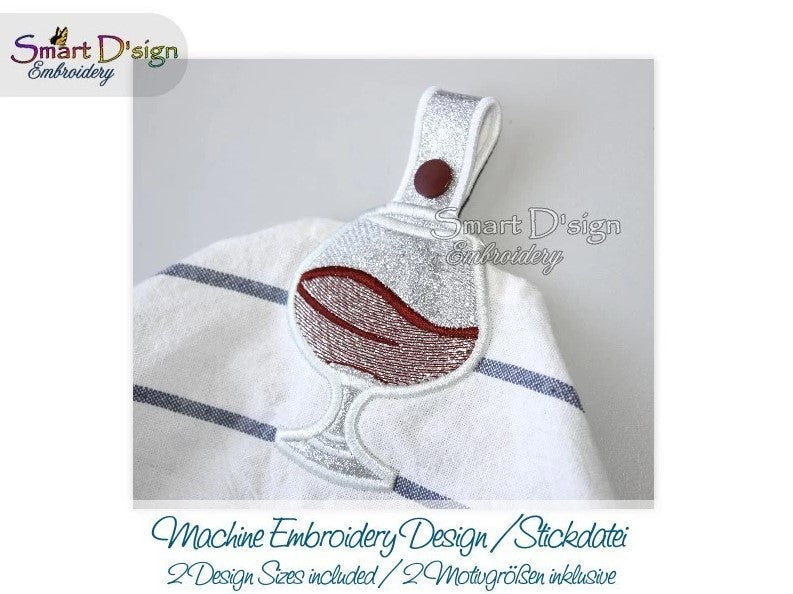 WINE GLASS - ITH Towel Hanger 2 Sizes Pack