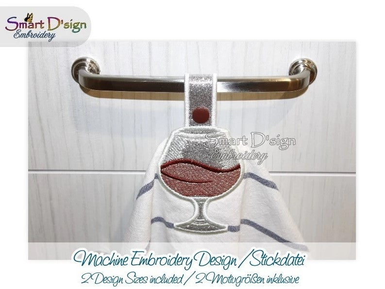 WINE GLASS - ITH Towel Hanger 2 Sizes Pack