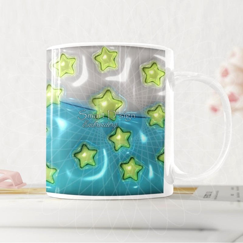 PUFFY 3D STARS - 3D Inflated 11 Oz Mug Wrap