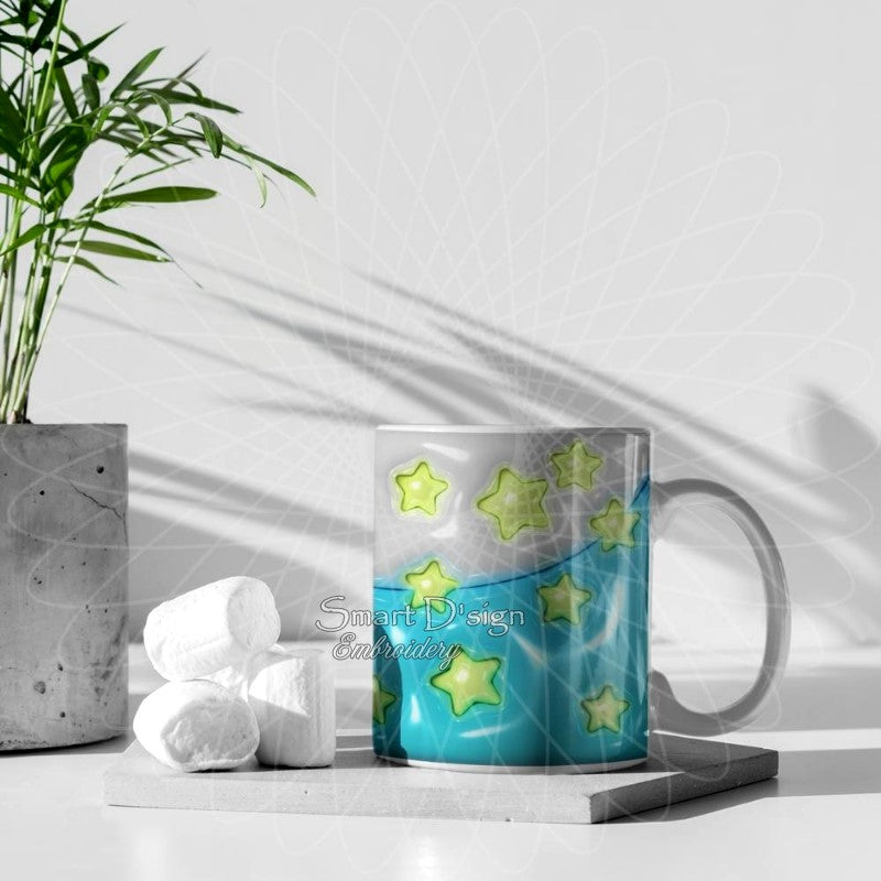 PUFFY 3D STARS - 3D Inflated 11 Oz Mug Wrap