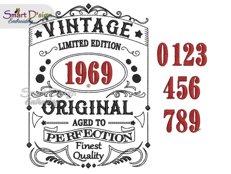 VINTAGE BIRTHDAY LABEL with Numbers