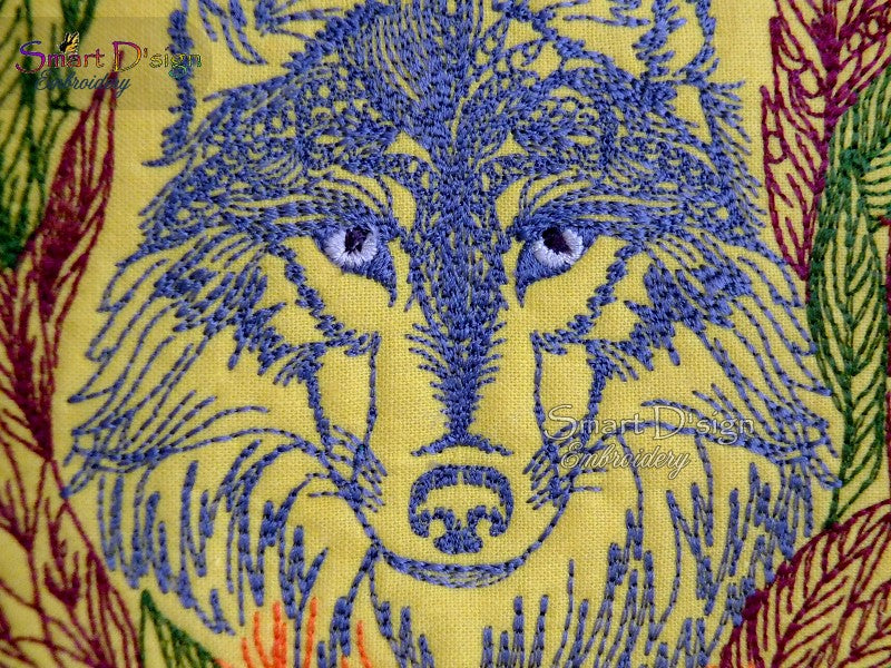 WOLF MIT FEDERN Sketch Motiv